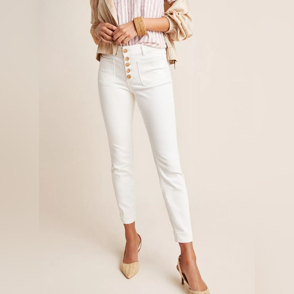 Anthropologie Pilcro and the Letterpress White HighRise Button Fly Denim Legging